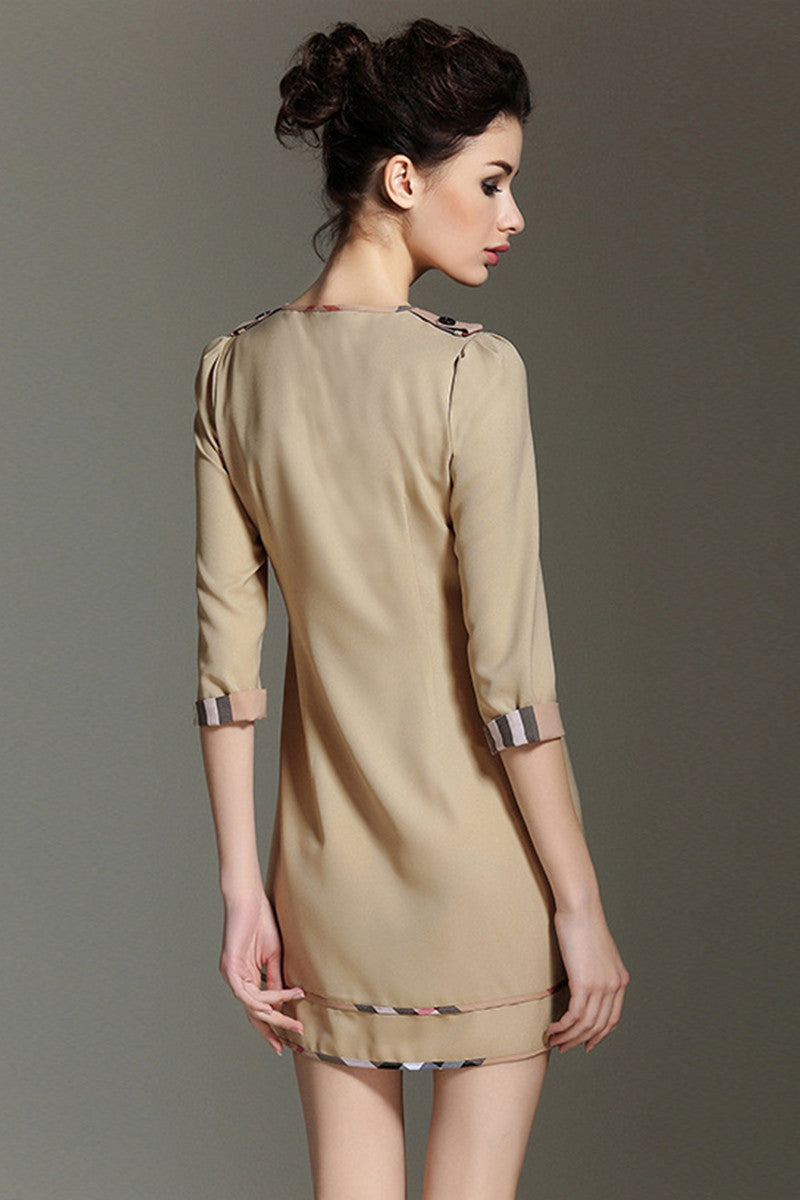 WOMEN'S GRACE WEAR TO WORK 3/4 SLEEVE ROUND NECK SHORT DRESS