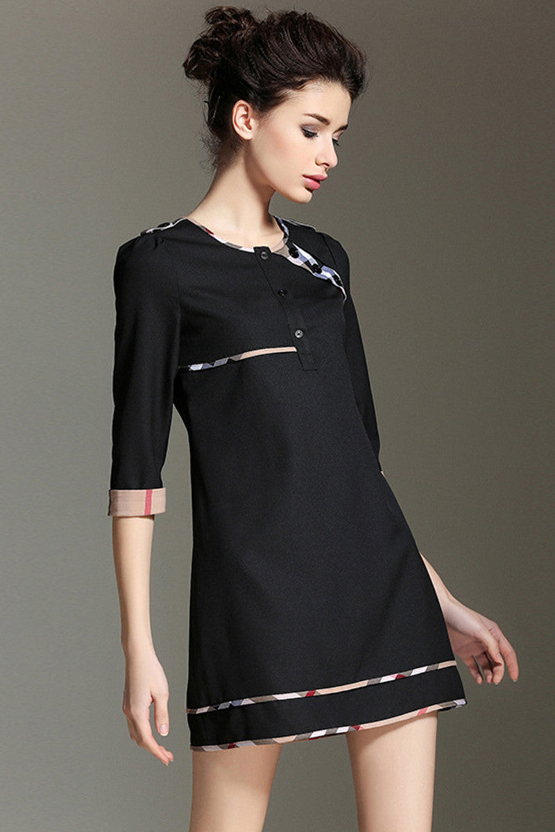 WOMEN'S GRACE WEAR TO WORK 3/4 SLEEVE ROUND NECK SHORT DRESS