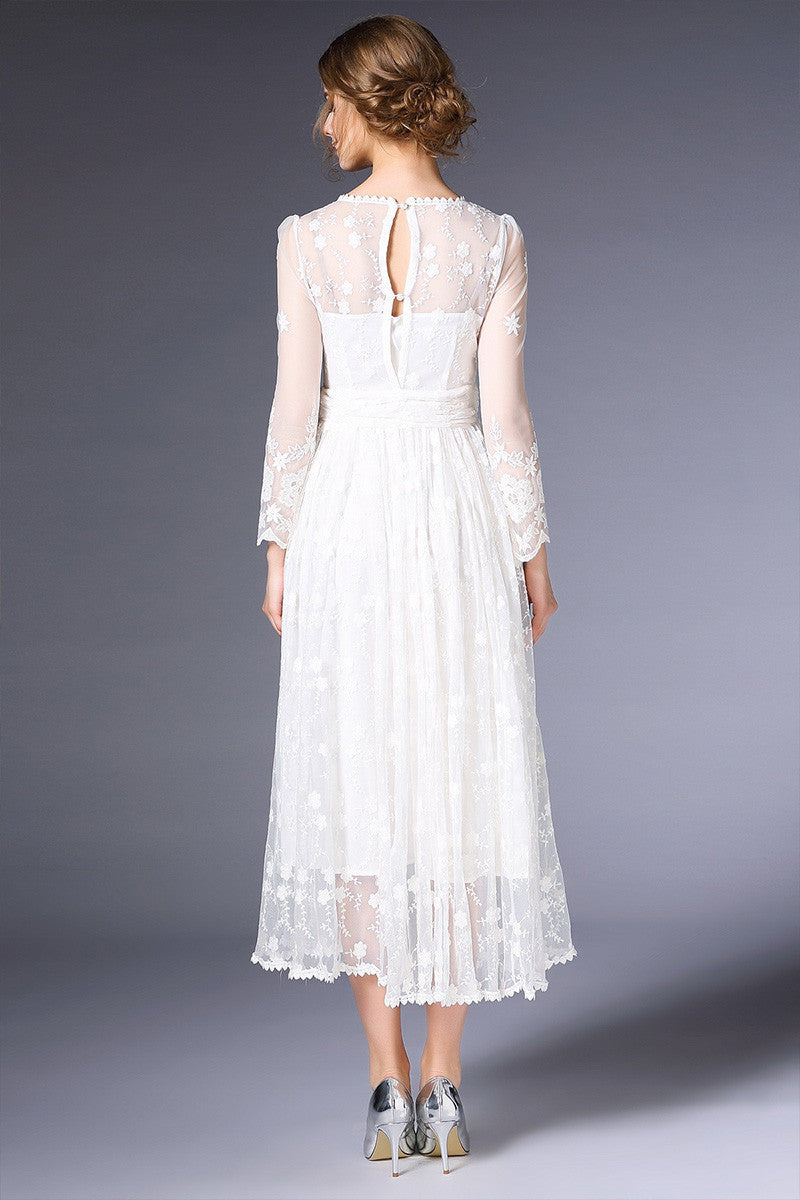 Crochet Sleeve Full Lace Dress - NJOYDRESS - 3