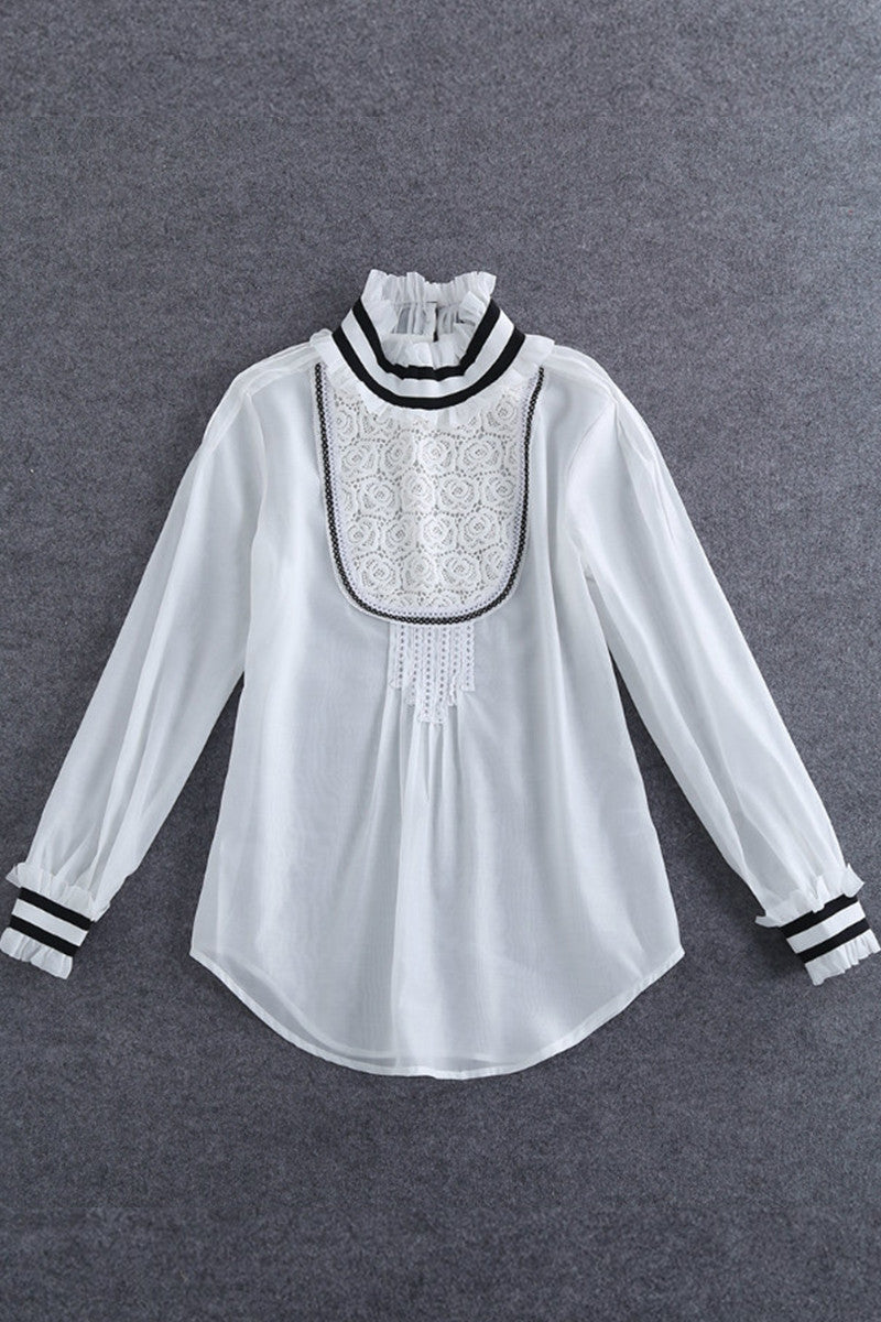 WOMEN'S RUFFLED COLLAR CASUAL LOOSE BLOUSE