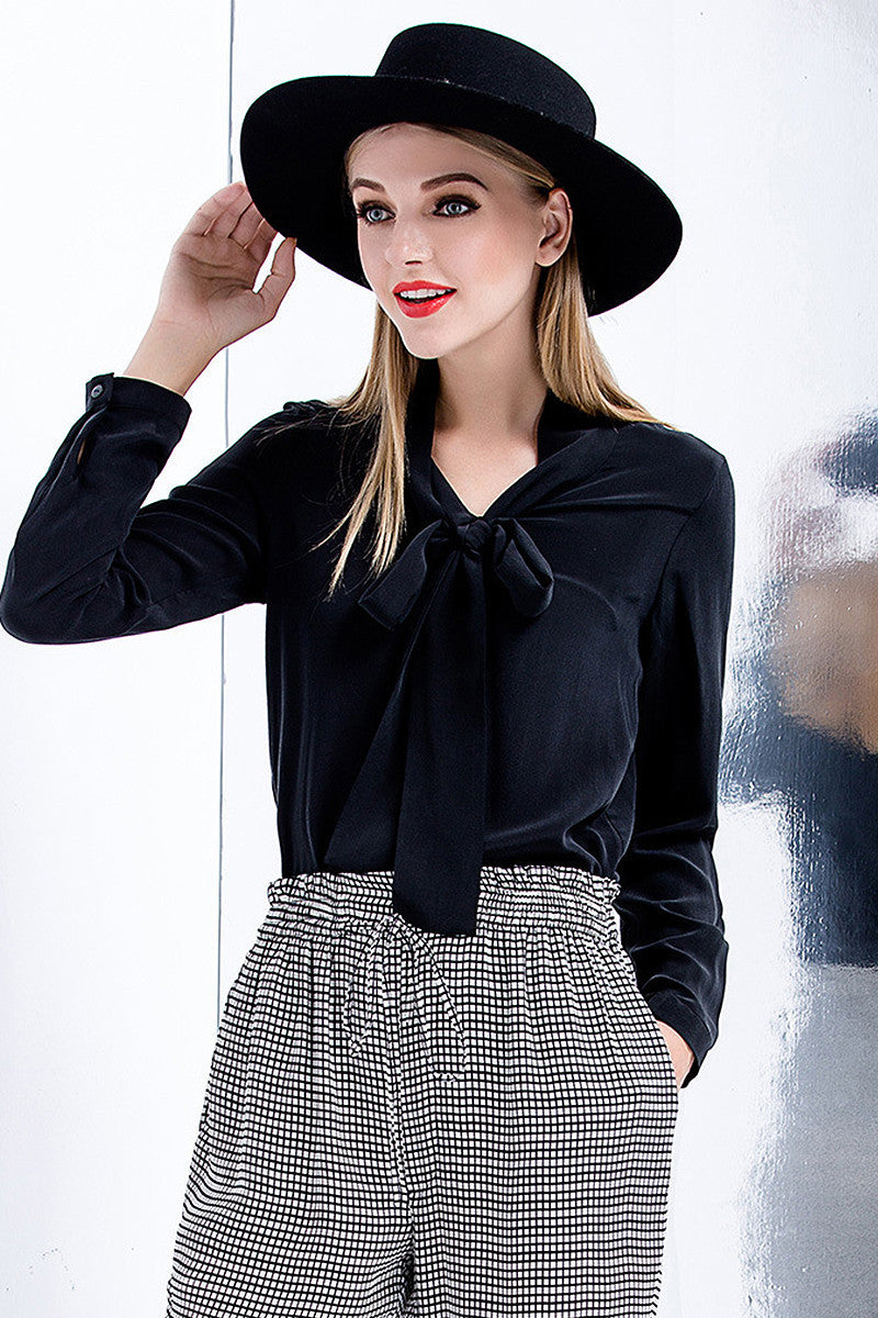 WOMEN'S CASUAL WEAR TO WORK V NECK WITH BOW BLOUSE