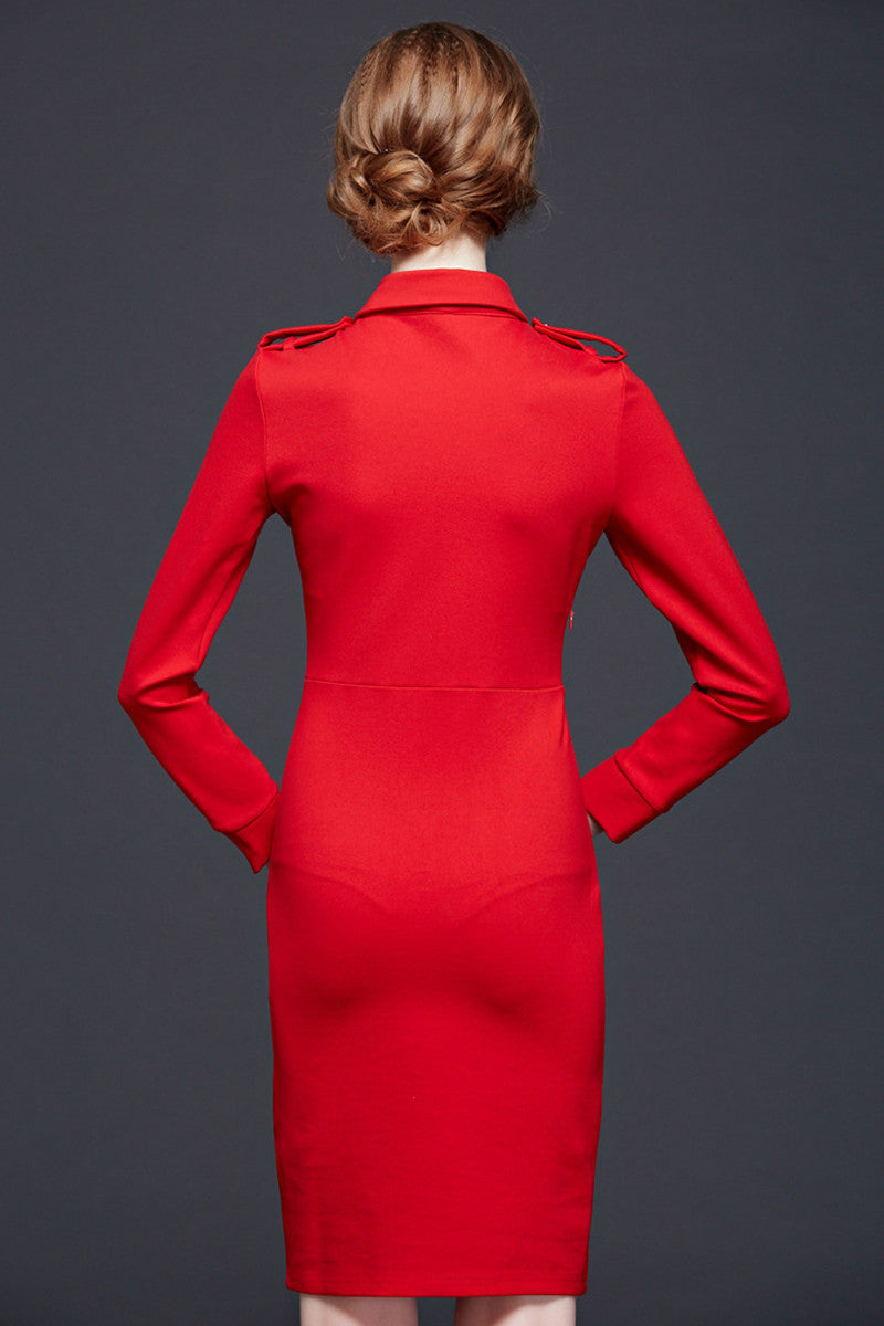 Henry Neck Solid Knit Dress
