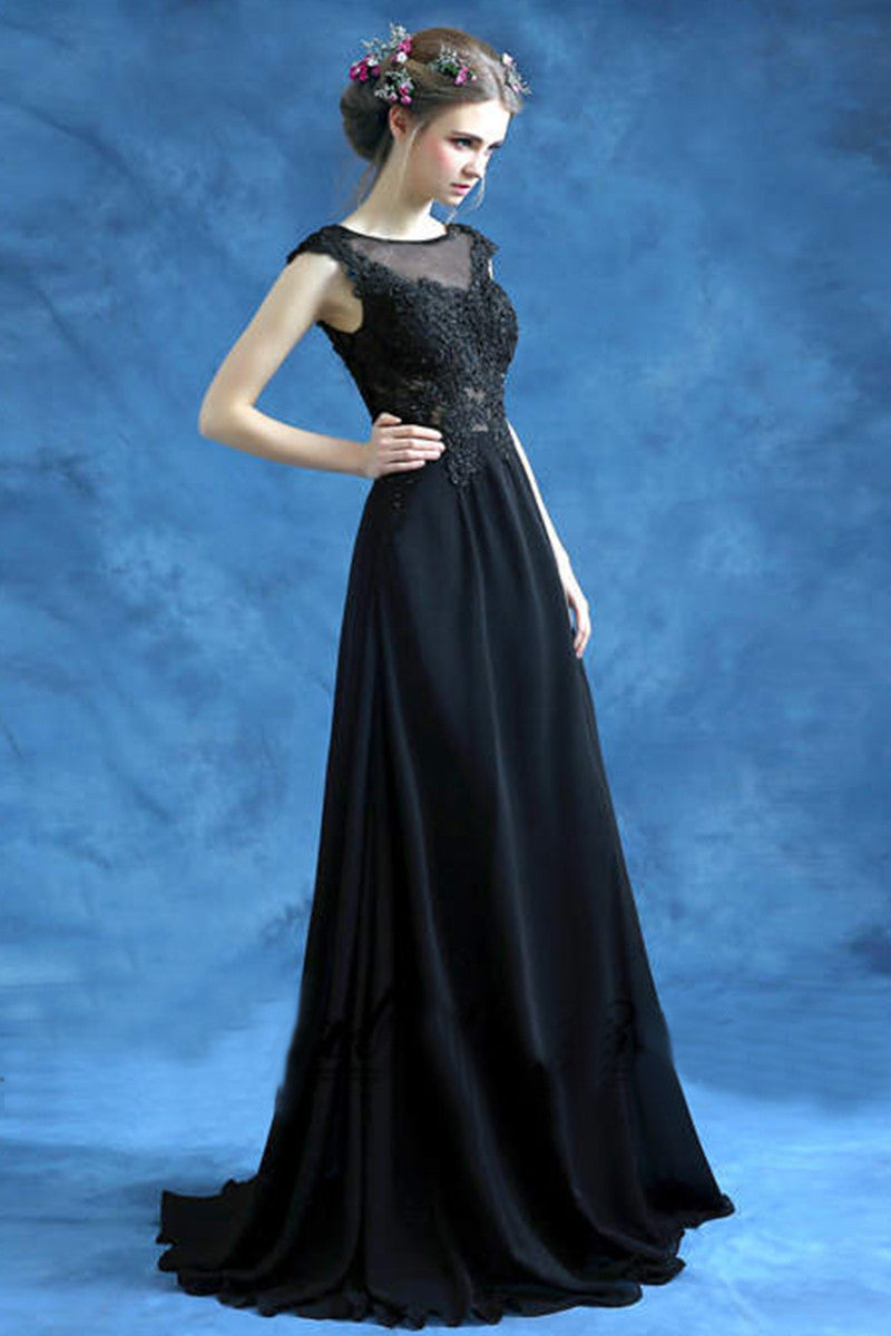 Boat Neck Sequin Lace Illusion Bodice Hollow-Out Back Prom Dress