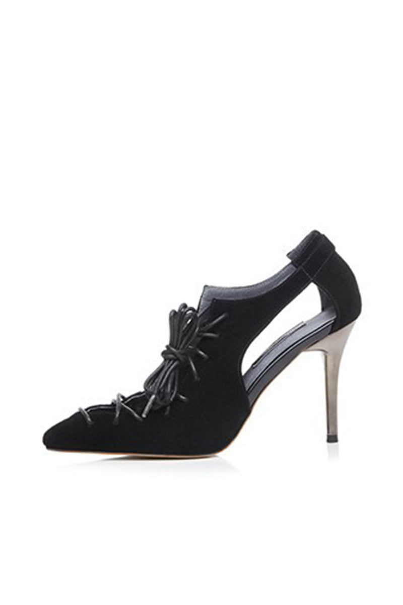Caged Faux Suede Stilettos