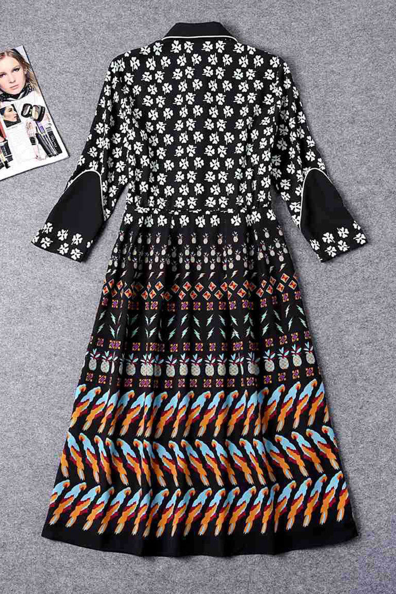 WOMEN'S PRINTING POLO NECK CASUAL WEAR TO WORK DRESS