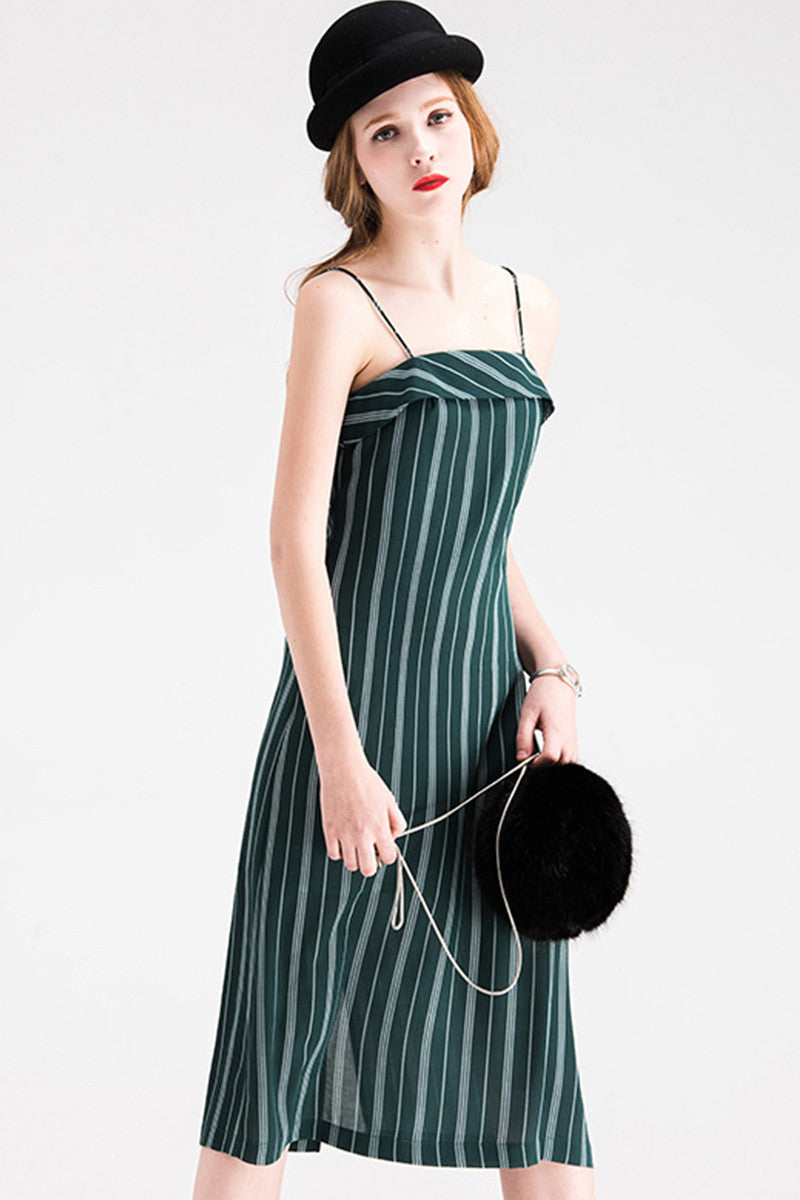 Braces Stripe Short Shift Casual Dress