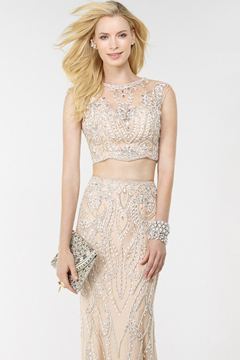 Multi Beaded Bak Scroop Off and Long Fishtail Skirt Dress