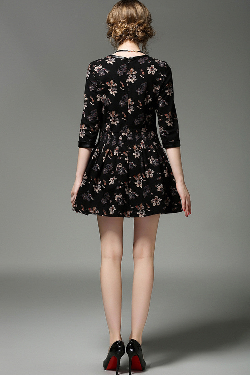 With Tassels Decoration Necklace Floral Printting Dress