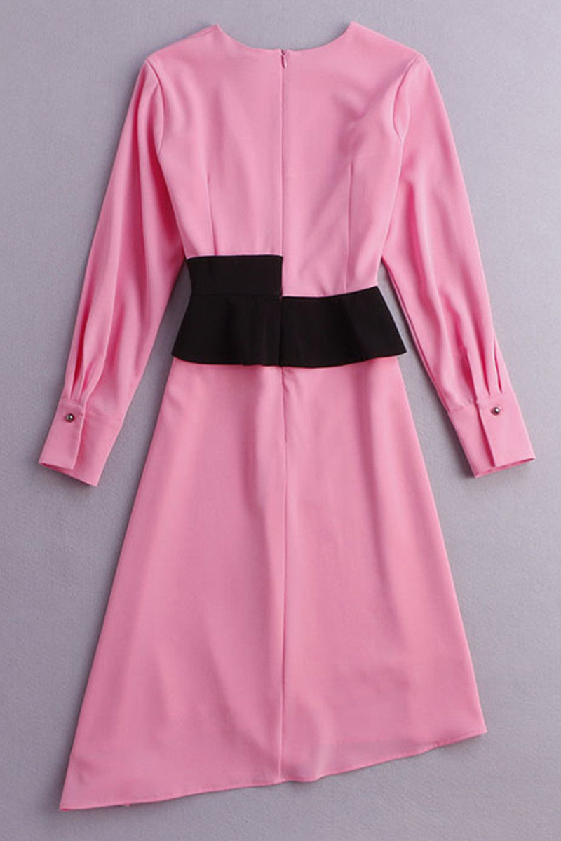 CASUAL LONG SLEEVE PURE SLASH WEAR TO WORK COCKTAIL DRESS