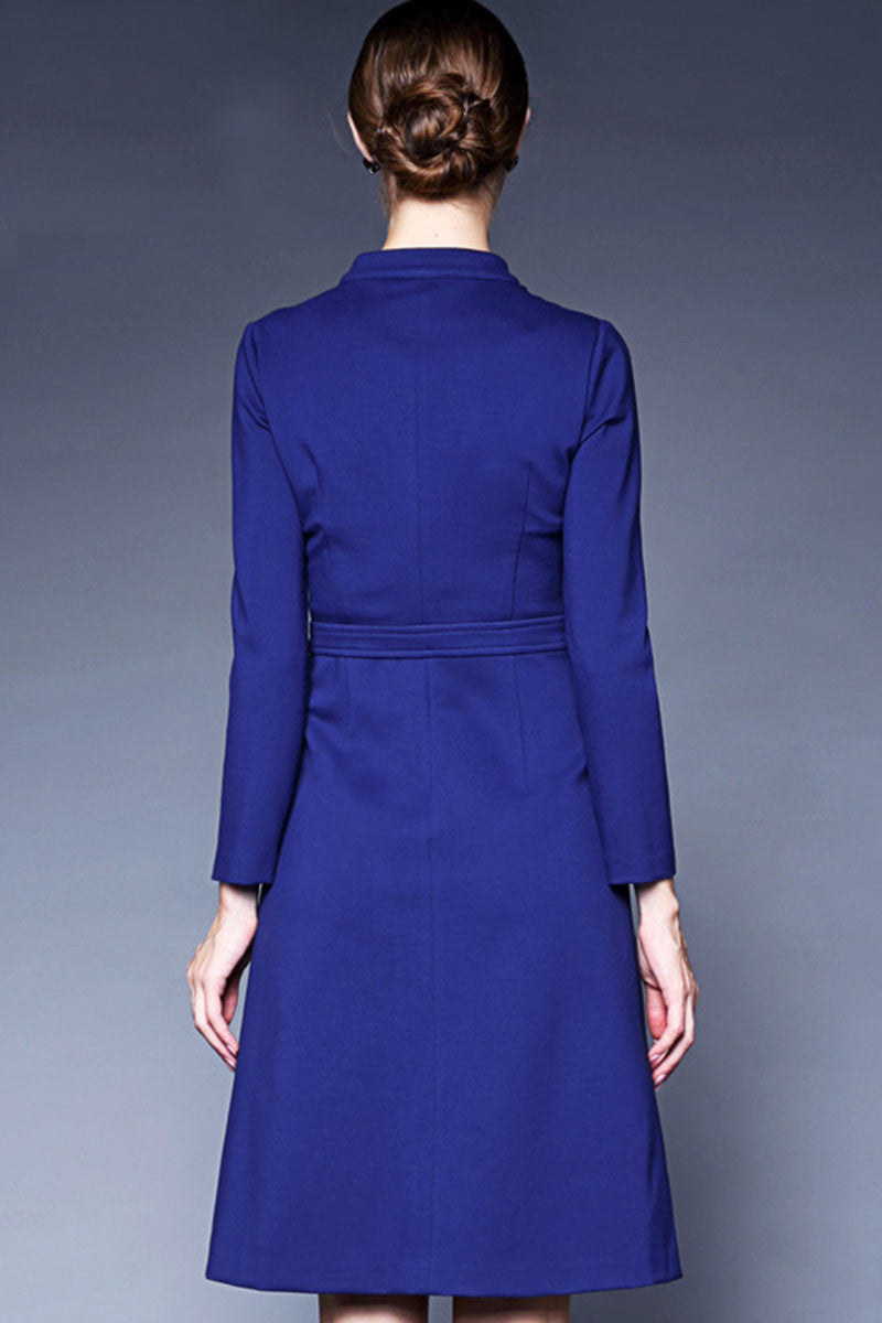 WOMEN'S ROUND NECK 9 SLEEVE WEAR TO WORK FORMAL MIDI DRESS