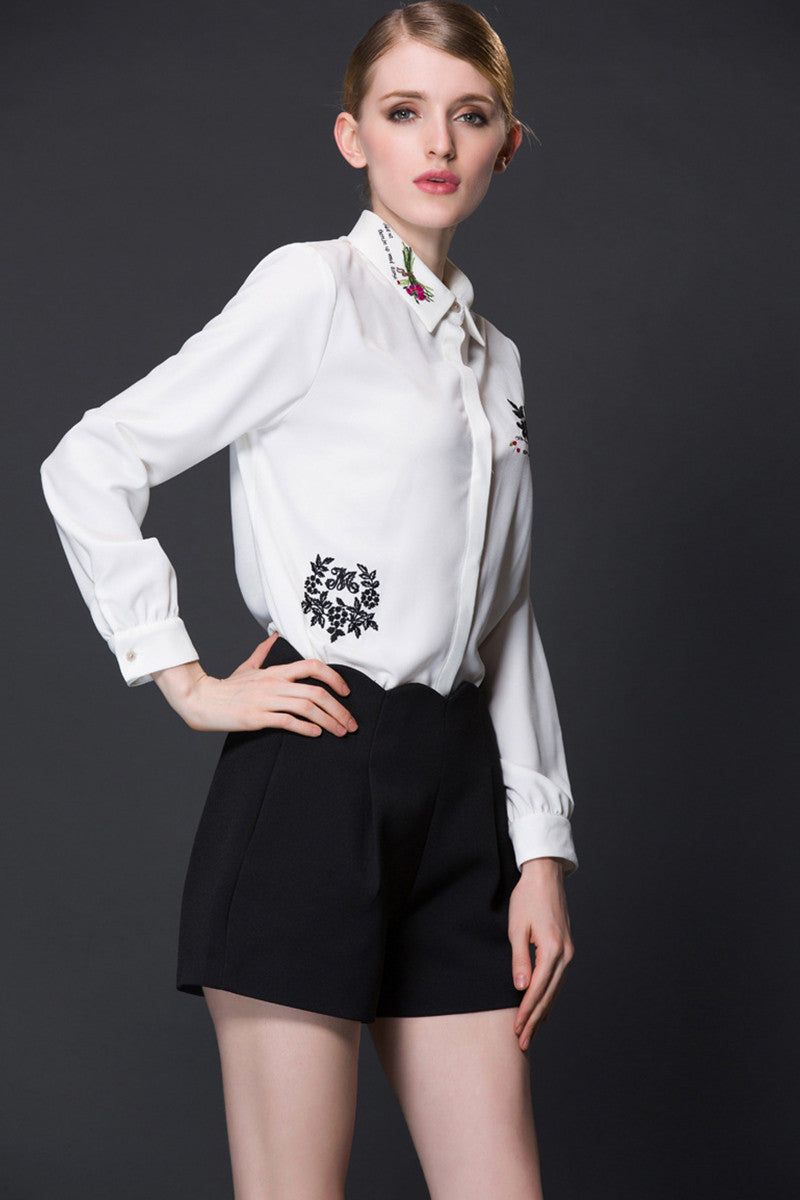 WOMEN'S WEAR TO WORK FORMAL POLO NECK LONG SLEEVE SHIRT
