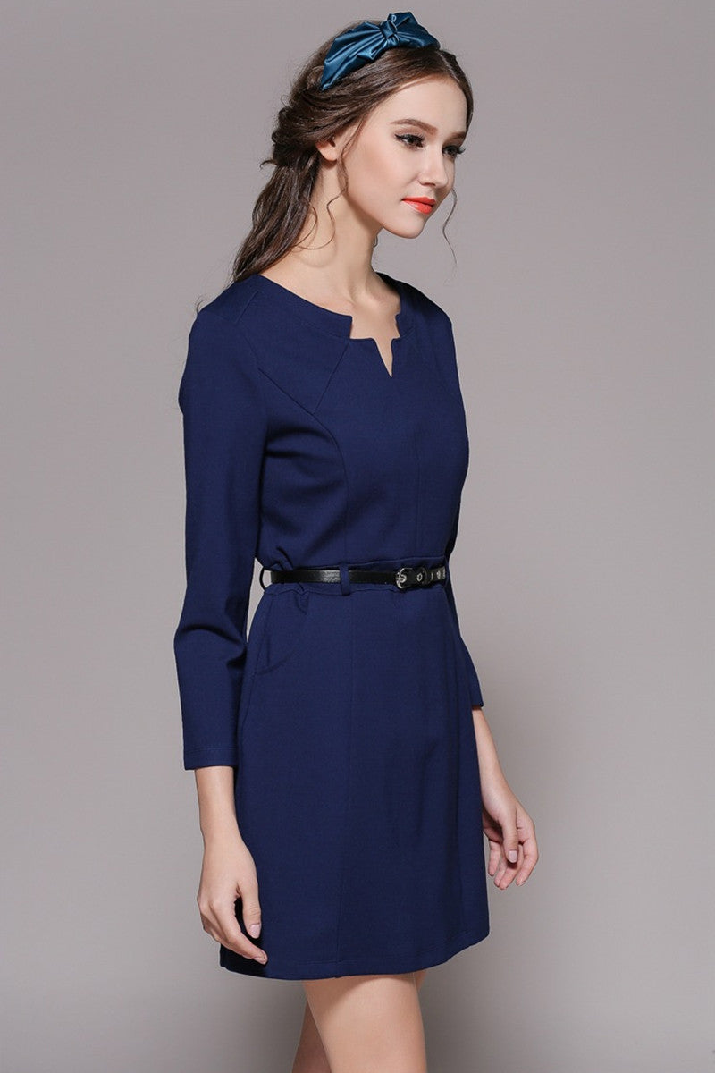 Women's Wear to Work Elegant Dress Vogue Mini Summer Dress Round Scoop Collar - NJOYDRESS - 2