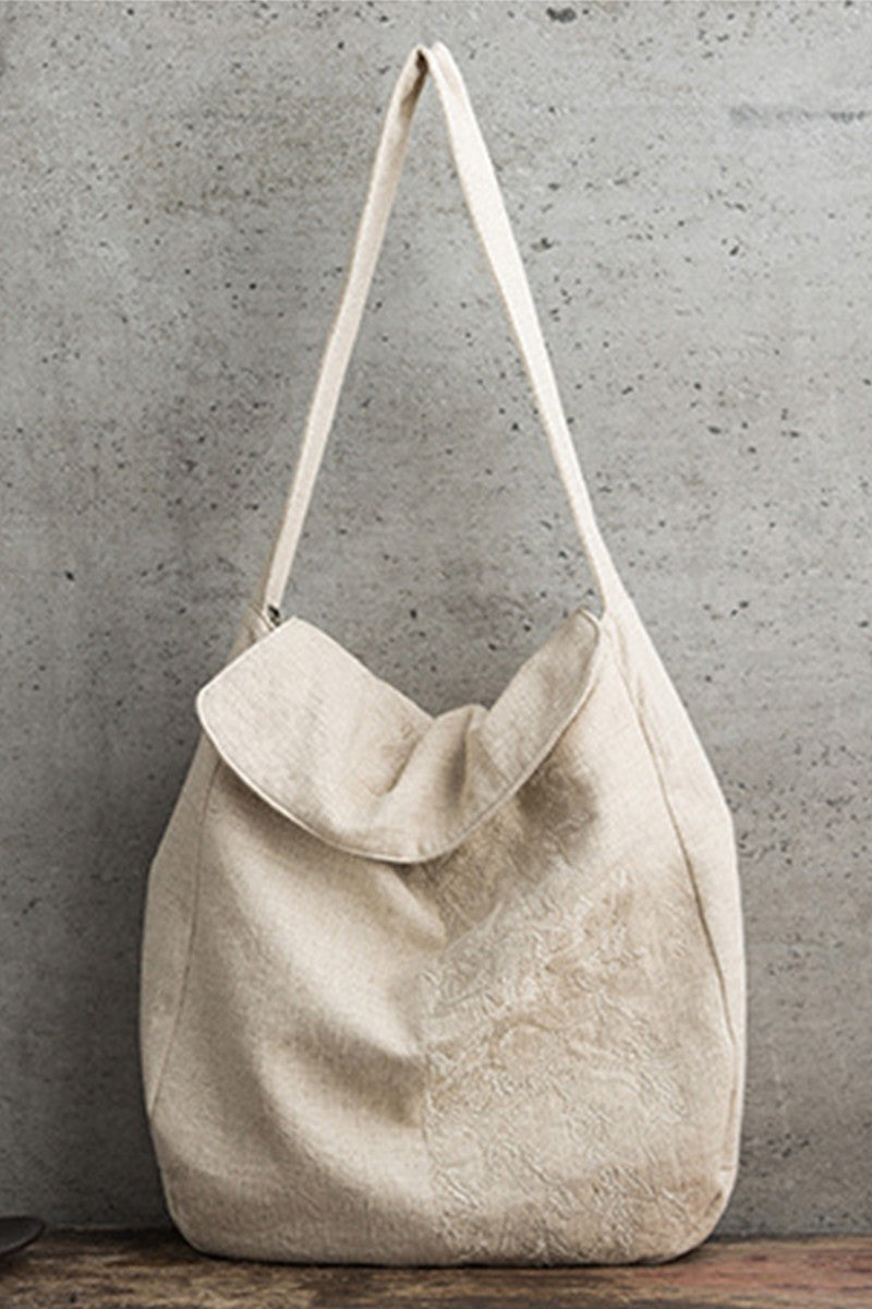 Embroidered Linen Tote Bag