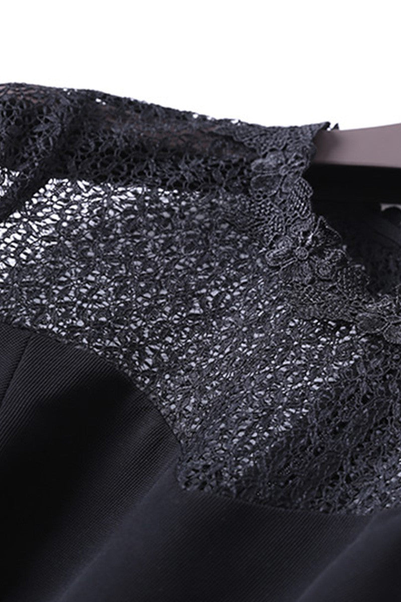 Mandarin Sleeve Joint Lace Flared Dress