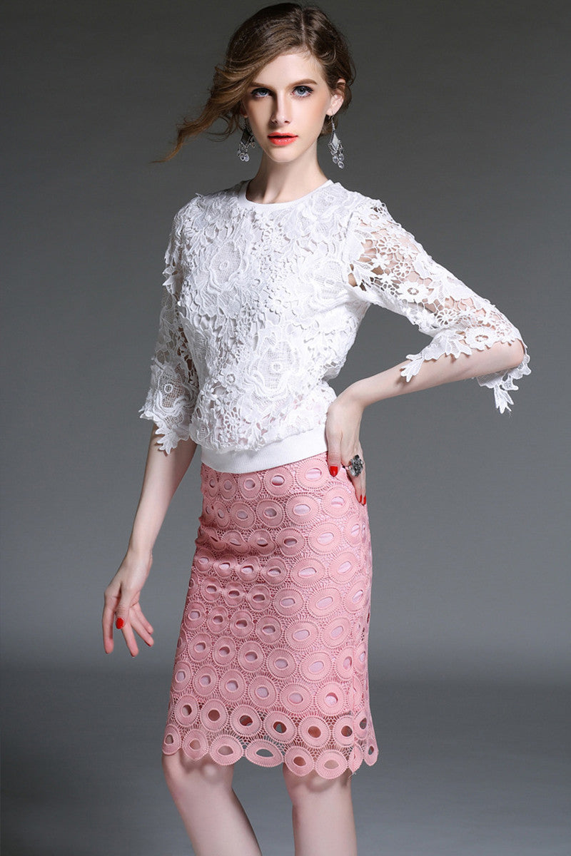 Women's Slim Lace Dress Boat Neck Half Sleeve Casual Short Dress