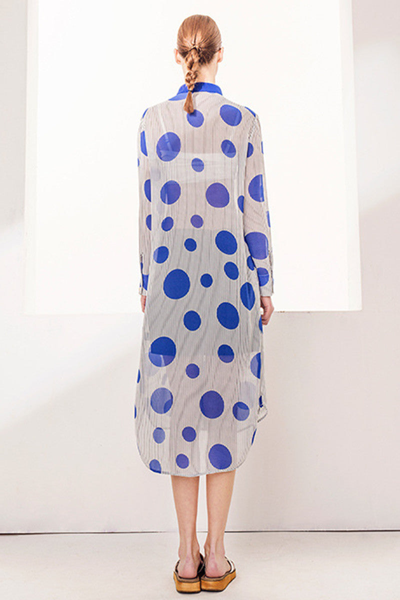 Bubble Long Button Down Chiffon Blouse