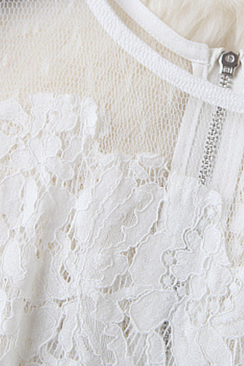 3/4 Sleeve Lace Illusion Lace Fit-and-Flare Dress