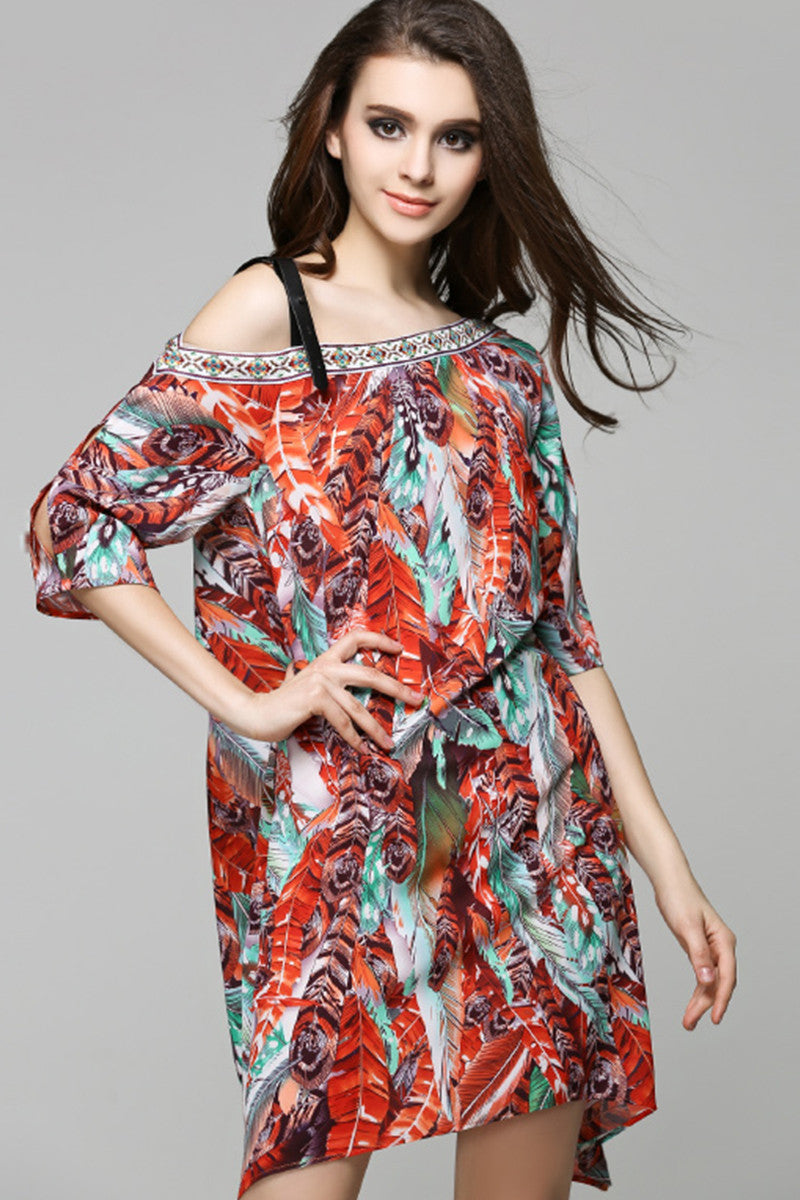 WOMEN'S CASUAL FLOWER PRINTING LOOSE VOCATION DRESS