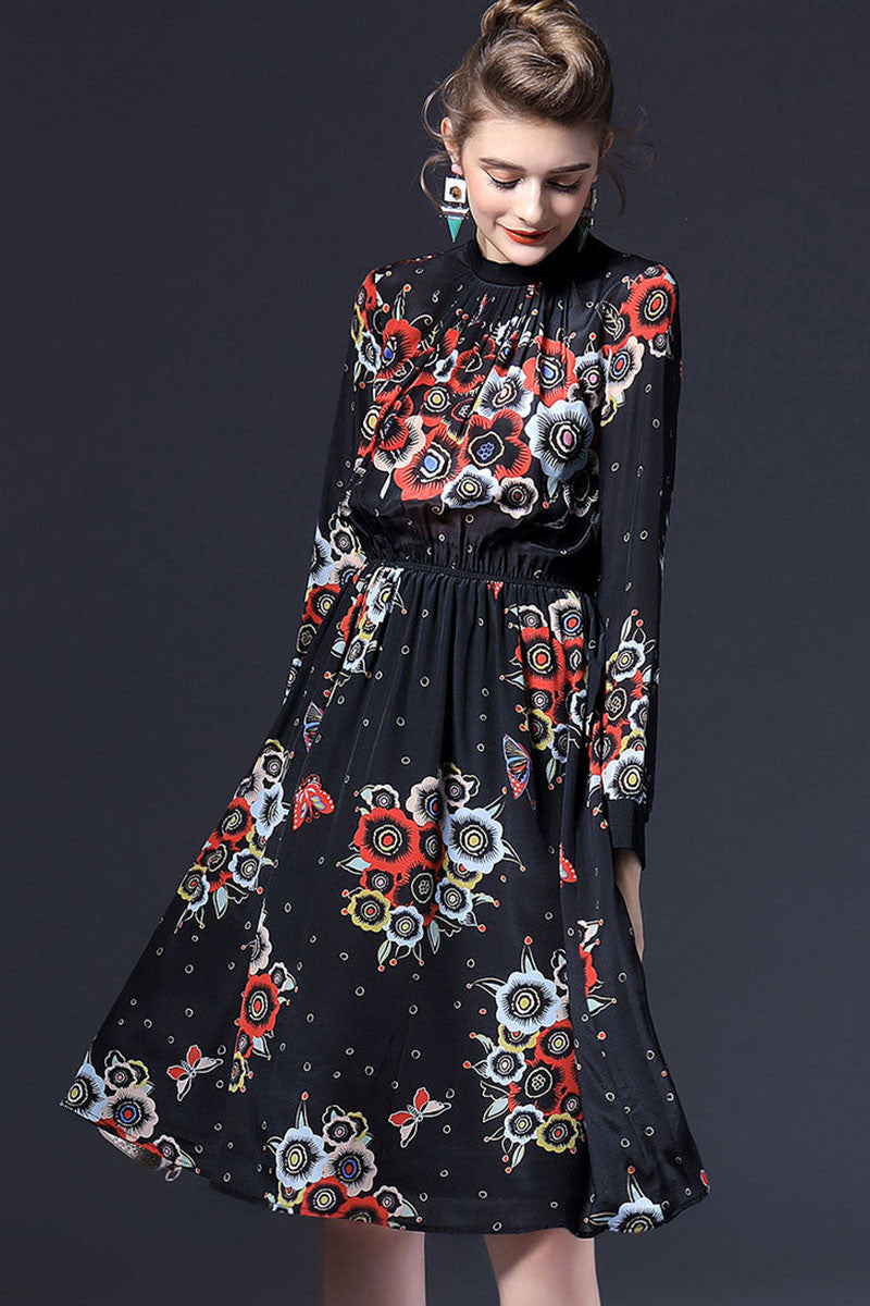 Big Floral Pattern Dress - NJOYDRESS - 2