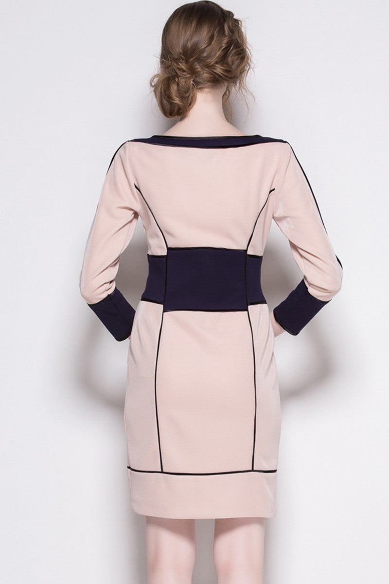 Women's Slim Fit Boat Neck Wear to Work Short Dress