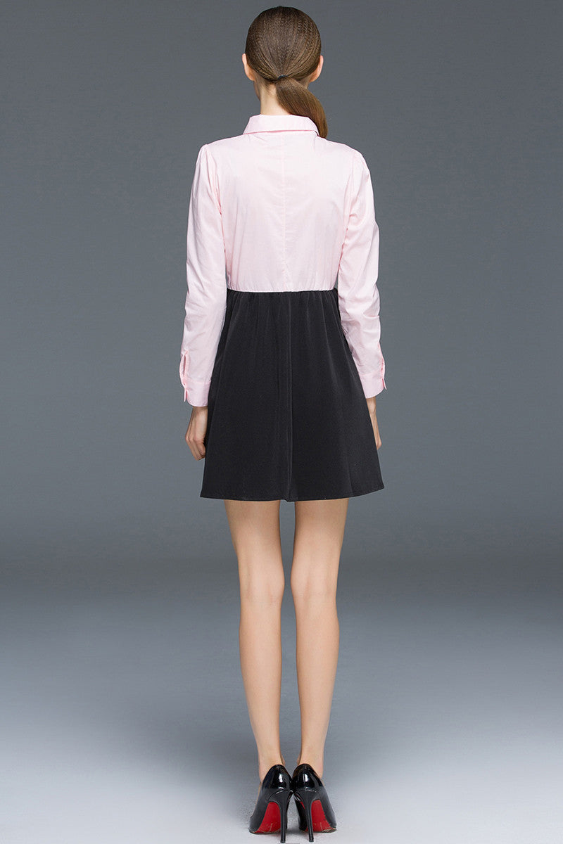 WOMEN'S WEAR TO WORK CASUAL LONG SLEEVE POLO NECK SHORT DRESS