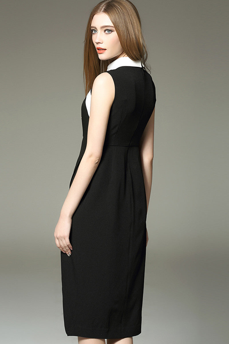 Doll Neck Sleeveless High Low Peplum Dress