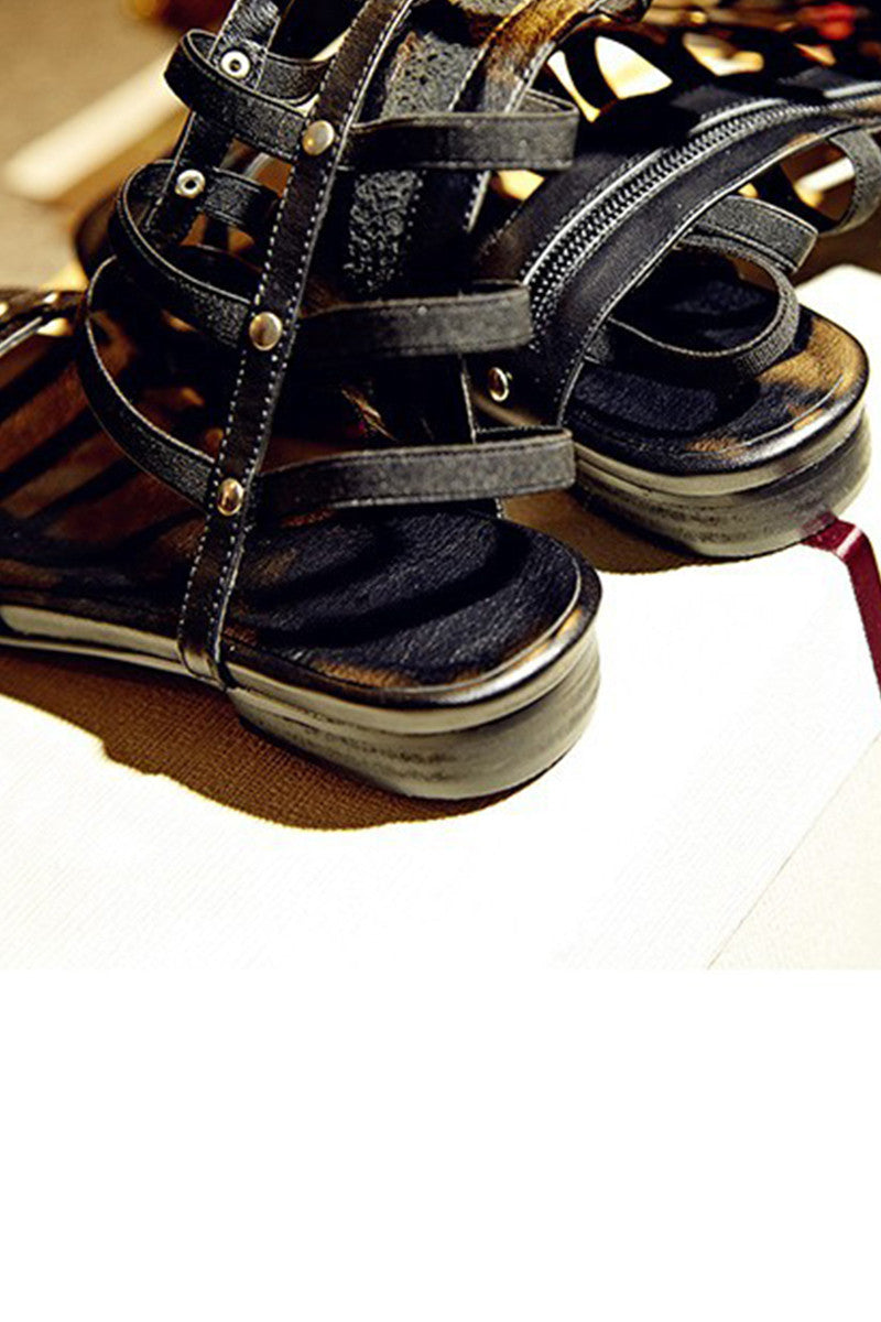 High Cage Cut Out Gladiator Flat Sandals