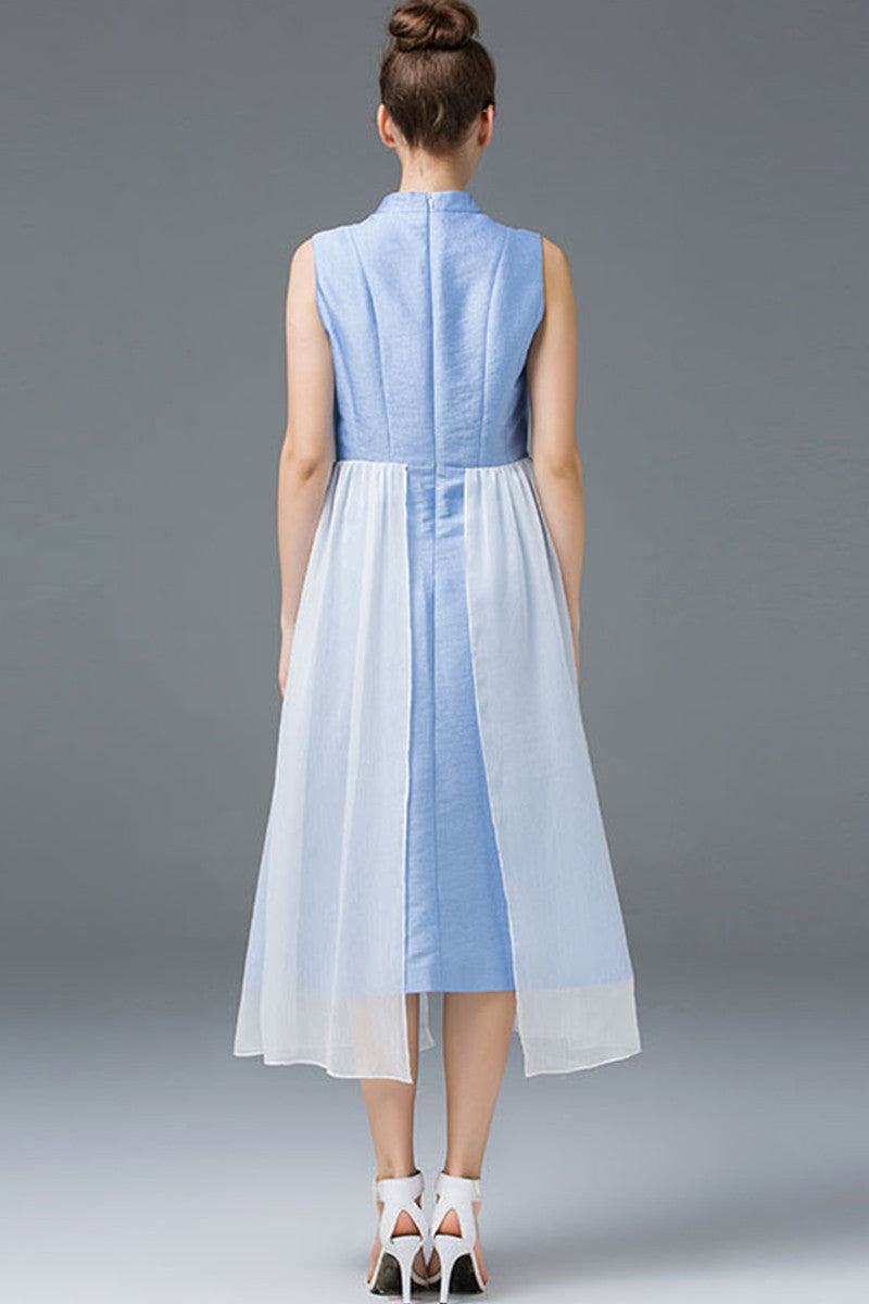 CASUAL WEAR TO WORK V NECK SLEEVELESS SLIM A-LINE DRESS