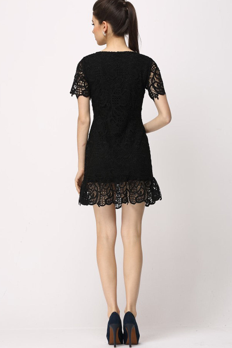 Full Lace Little Fishtail Short Cocktail Dress