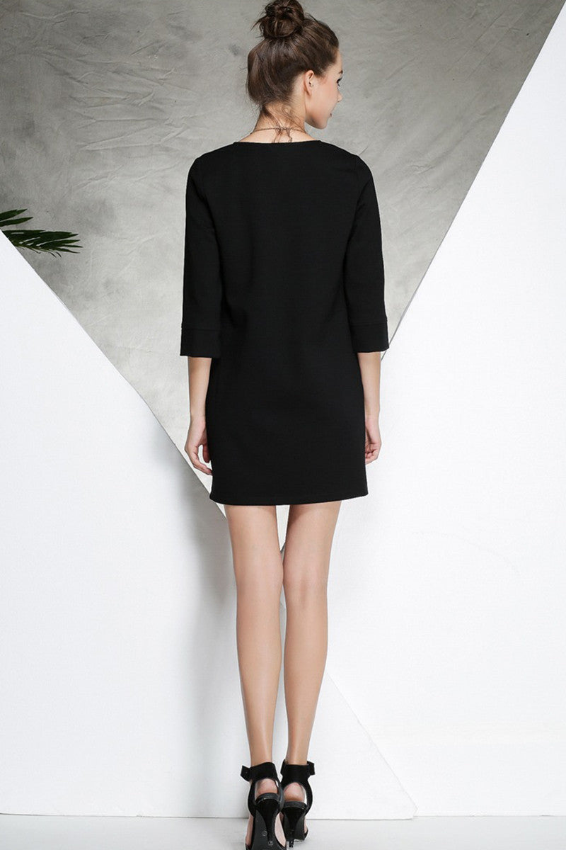WOMEN'S V NECK ELEGANT HALF SLEEVE CASUAL WEAR TO WORK SHORT DRESS
