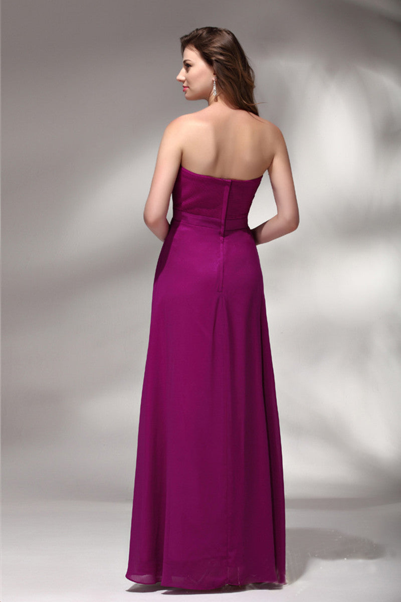 Strapless Sweetheart Beaded Chiffon Maxi Dress