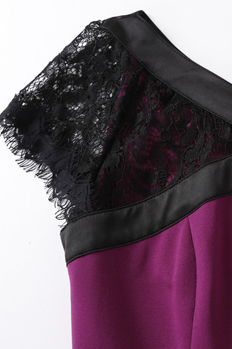 V Neck Lace Illusion High Waist Bodycon Slim Dress