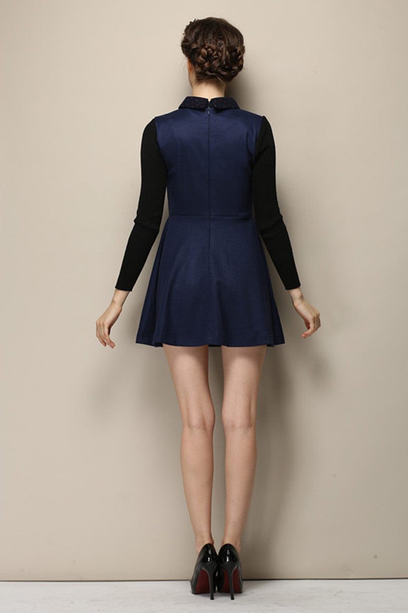 Women's Printing Fashion Polo Neck Dress Casual Slim Long Sleeve Dress