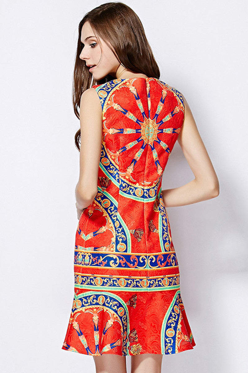 Little Ruffle Bottom Sicily Bright Printed Dress
