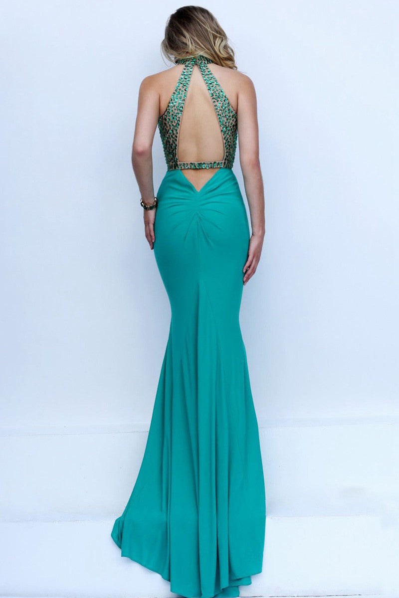 Wide Backless Fit-and- Long Fishtail Dress