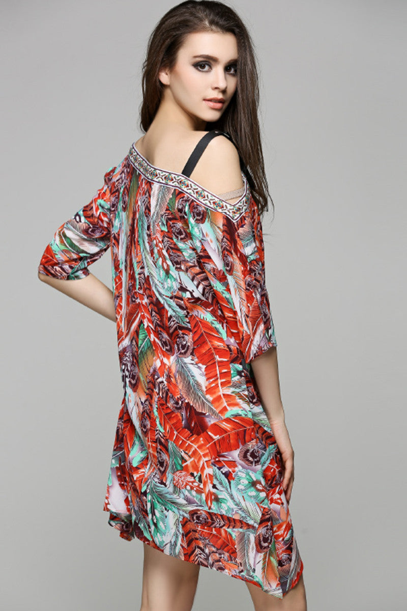 WOMEN'S CASUAL FLOWER PRINTING LOOSE VOCATION DRESS