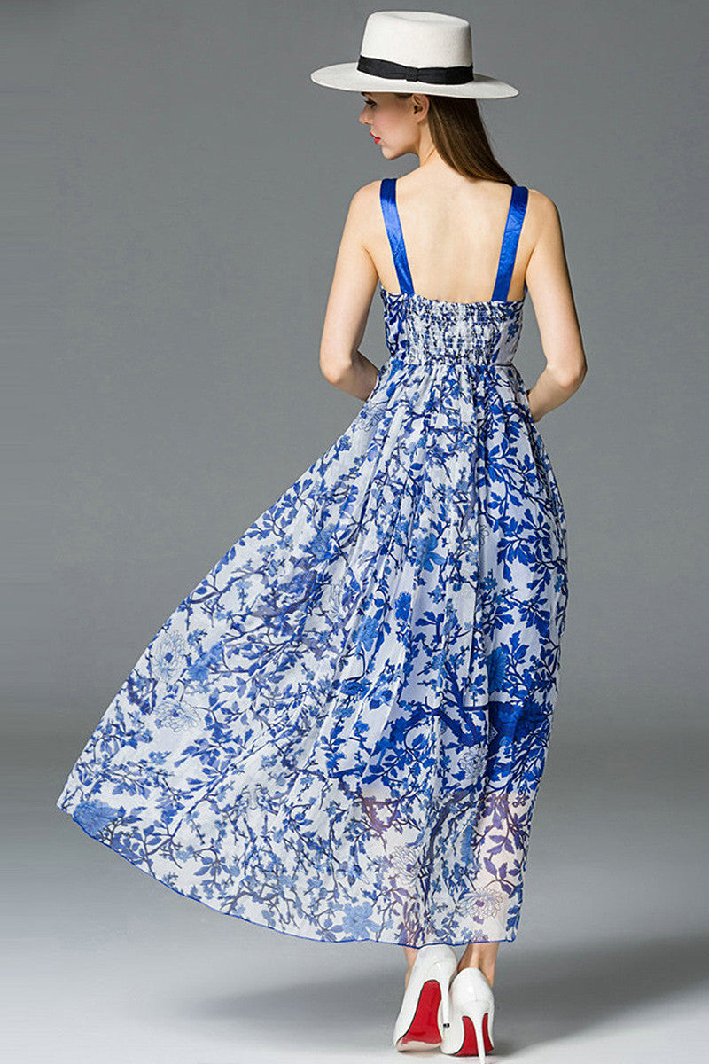 Casual Empire Waist Backless Vacation Maxi Dress