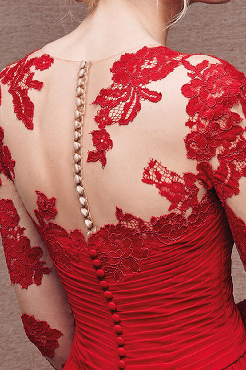 Floral Lace 2/3 Sleeves Bridesmaid Maxi Dress