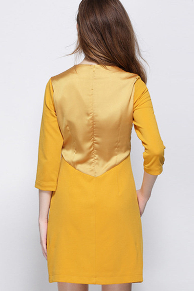 WOMEN'S SLIM ELEGANT 3/4 SLEEVE ROUND NECK SHORT DRESS
