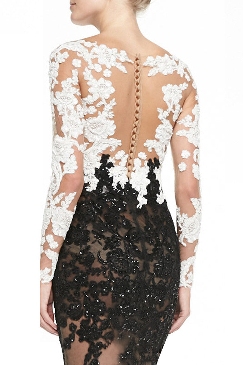 Backless V Neck Luxury Lace Embroidery Cocktail Prom Dress