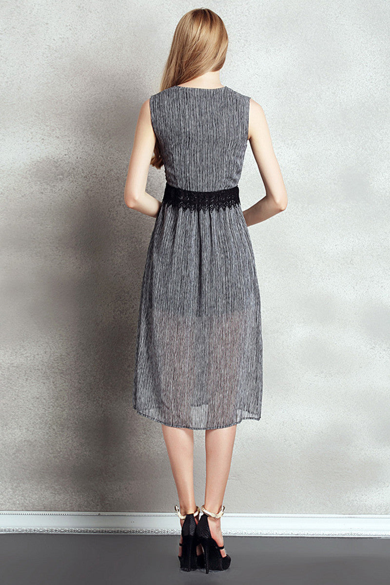 Surplice Lace Waist Midi Wear To Work Dress
