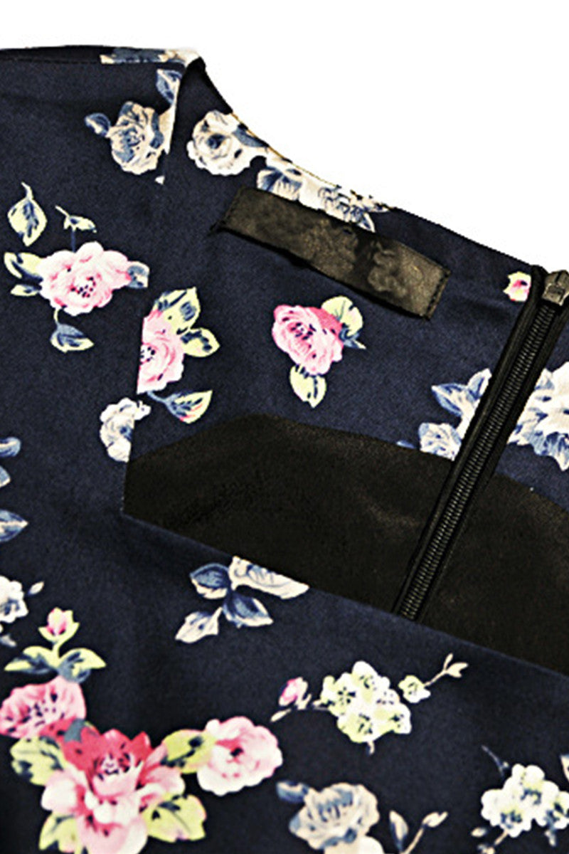 Rose Printting Long Sleeve Skirt - NJOYDRESS - 4