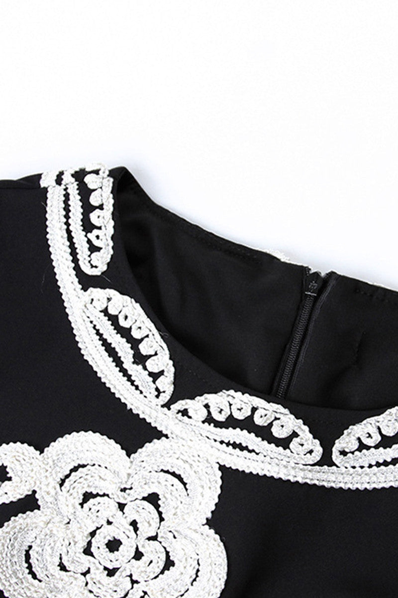 WOMEN'S PRINT AND FLORAL ROUND NECK 3/4 SLEEVE PARTY DRESS