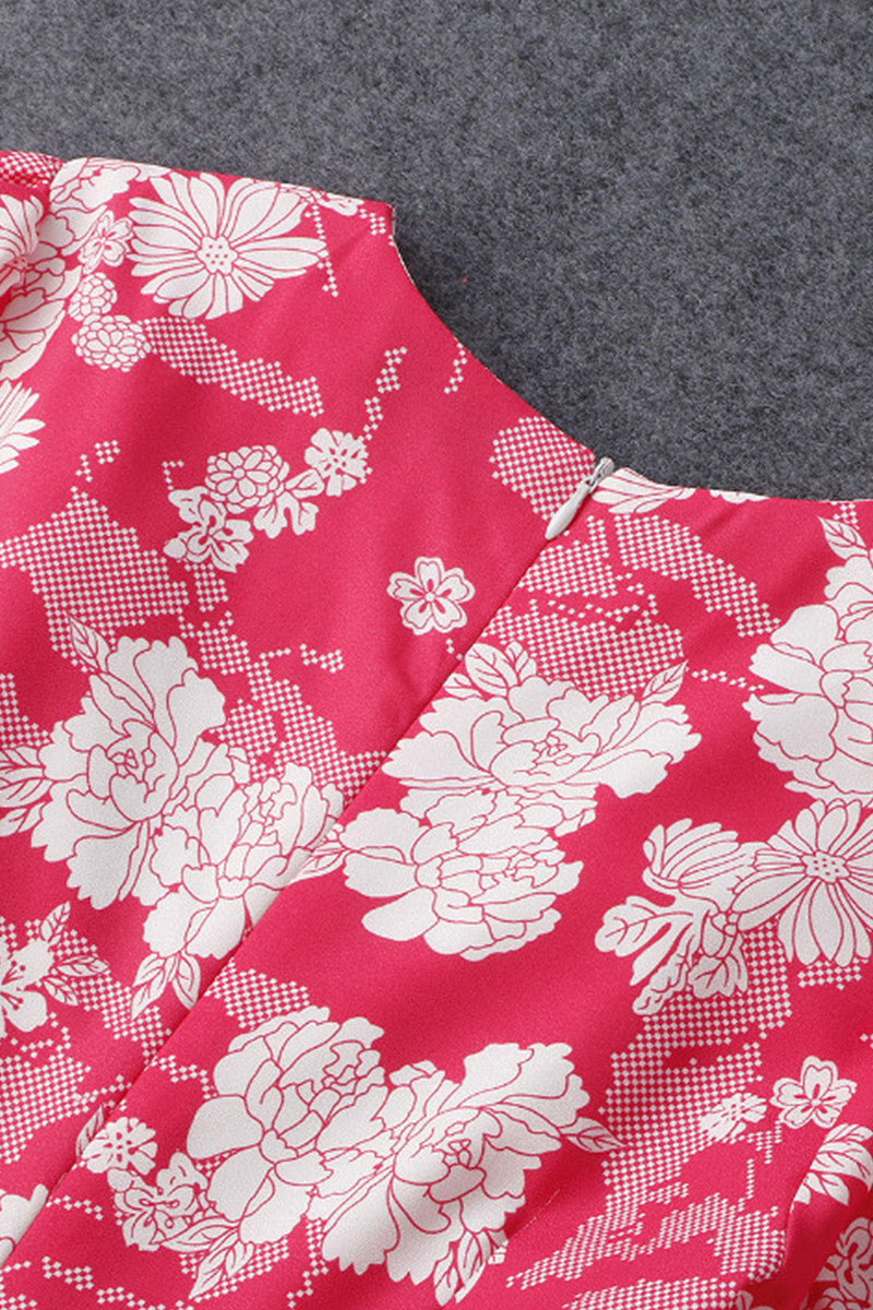 Floral Printing High Waist Fake Tube Dress