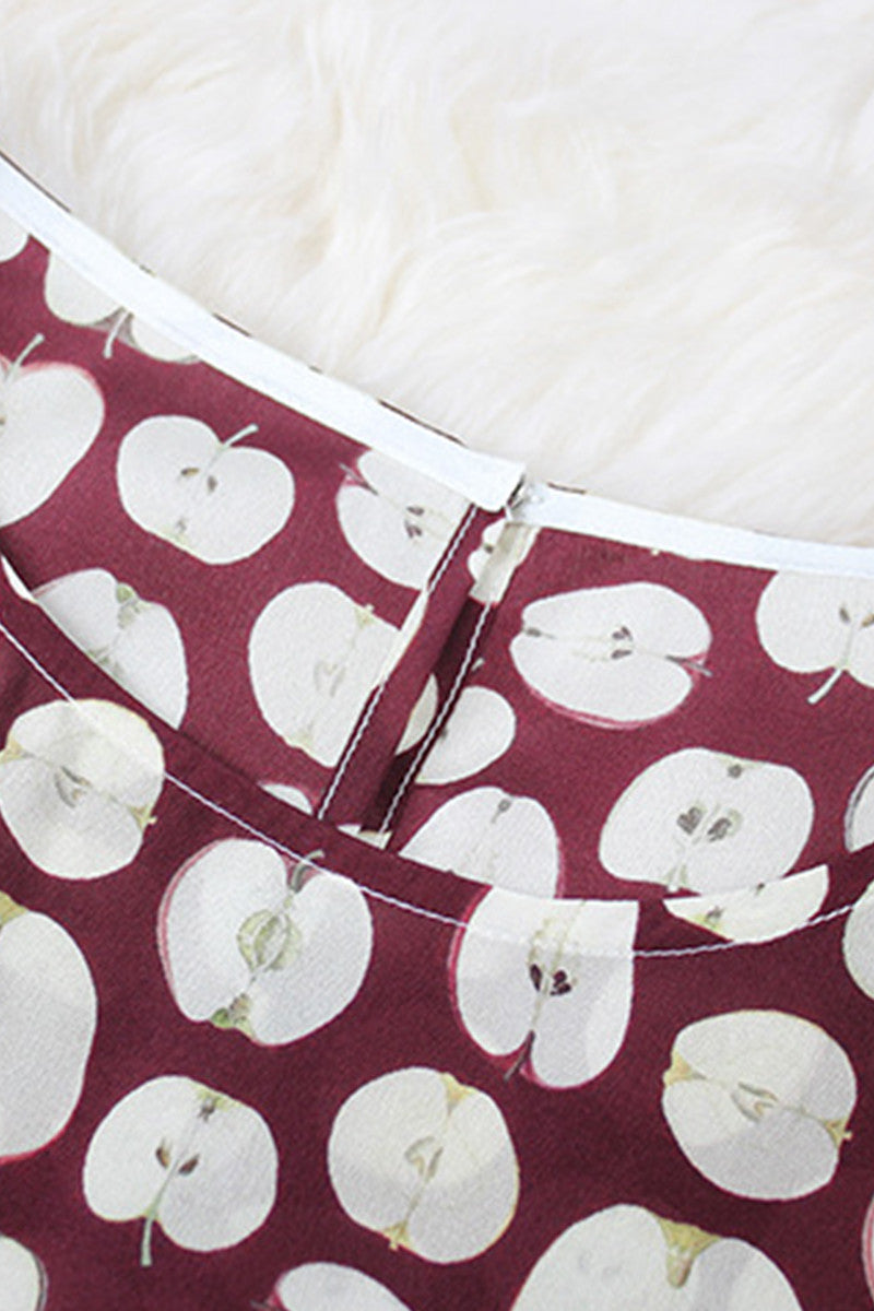 Round Collar Apple Print Top