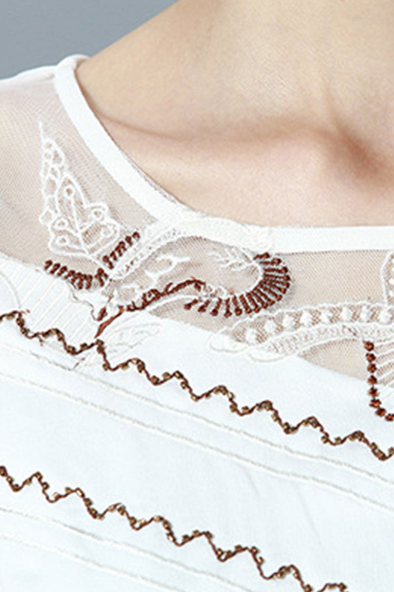 Sheer Mesh Embroidery Slim Pencil Dress