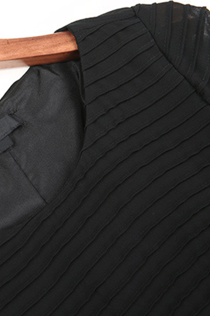 Women's Stripe Black Loose Dress 3/4 Sleeve Boat Neck Casual Dress