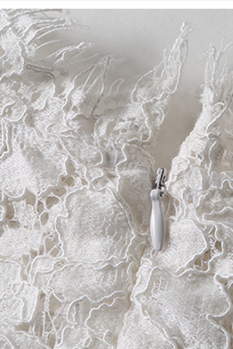 Ruffle Lace Tops With Mini Skirt Dress