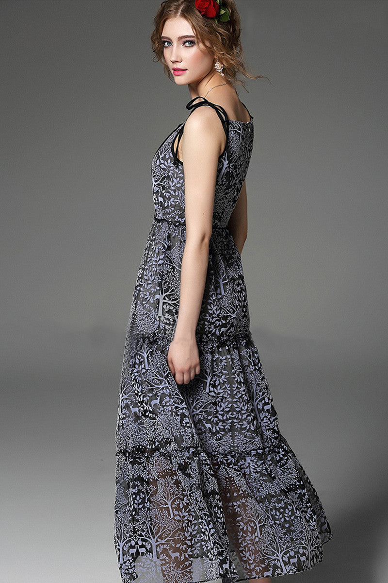 Elegant Spaghetti Sheer Empire Waist Dress