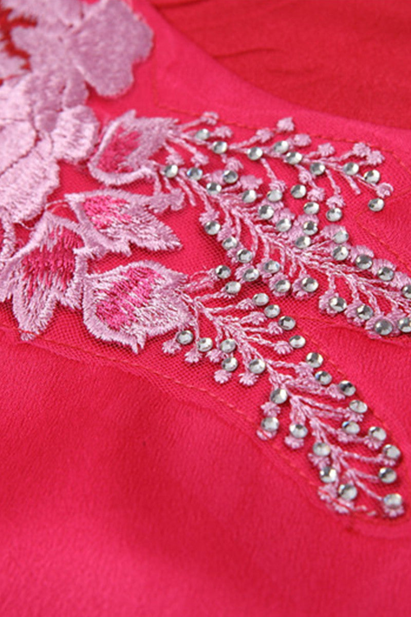 Solid Sleeveless Short Elegant Dress With Embroidered-and-Beaded Decoration